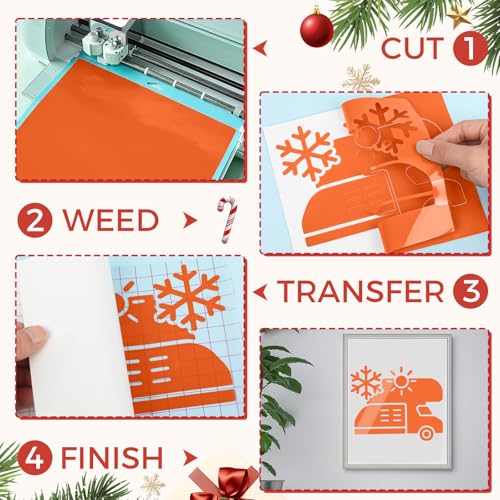 Image of IModeur Glossy Orange Permanent Vinyl - 12 inch x 8 FT Permanent Adhesive Vinyl Roll for Cup Deco, Party Decoration, Sticker.