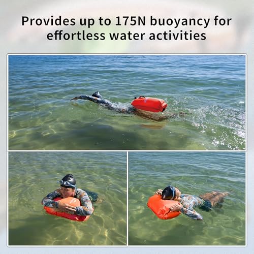 Naturehike Boja do pływania, 18 l, dwie poduszki powietrzne, worek na sucho, wodoszczelna torba plażowa z regulowanym pasem biodrowym dla pływaków na plaży – nowa z wodoszczelną kieszenią na telefon
