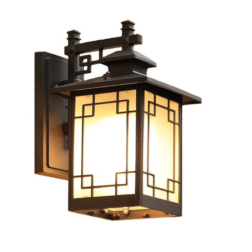 SXSCARKX Japanese Black Square Simple Wall Lantern Frosted Glass Lampshade Outdoor Light IP65 Waterproof and Dustproof Lamp for Courtyard Front Doors Sconce