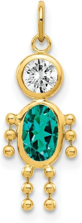 Roy Rose Jewelry 10K or 14K Yellow Gold Birthstone Kids Boy Girl Charm Pendant for Necklace - All Months