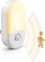 LLOHAS LED Motion Sensor Night Lights 2 Pack, Plug-in Wall Motion Activated, 3000K Warm White, Adjustable 30/60LM Brightness for Bedroom Bathroom Hallway