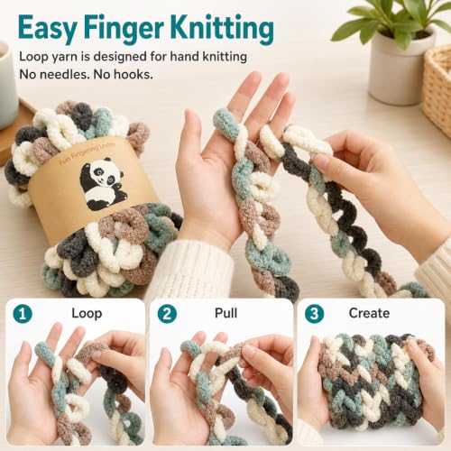 Image of Loop Yarn 5Packs,Shenlin Chunky Chenille Yarn for Hand Knitting Baby Blanket,Machine Washable Polyester Fluffy Thick Bulky Yarn for Scarfs,Craft