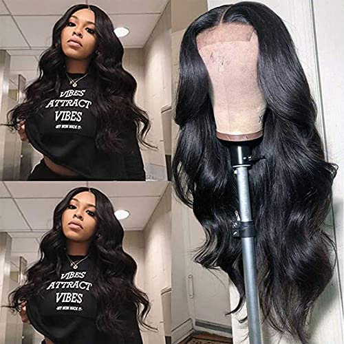 Body Wave Lace Front Wigs Human Hair Pre Plucked Bleached Knots with Baby Hair Glueless 4×4 Unprocessed Brazilian Virgin Lace Closure Wigs for Black Women Natural Color 150 Density (16 Inch)
