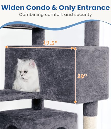 Torre para gatos multi-niveles 56 pulgadas gris oscuro miniatura 4
