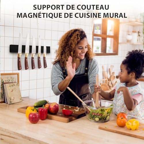 Barre aimantée pour couteaux 40 cm aimant couteau mural extra puissant noir