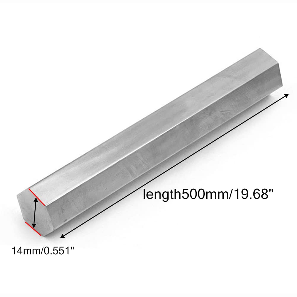 Tige hexagonale en acier inoxydable 304 Solide Barre hexagone Bâtons brossé Longueur côté opposé5mm-16mmlongueur500mm,14mm*500mm
