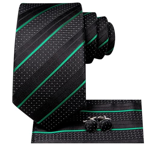 Image of Dubulle Silk Ties Set for Men Formal Paisley Striped Necktie Pocket Square Cufflinks 3PCS Sets Wedding Business Party