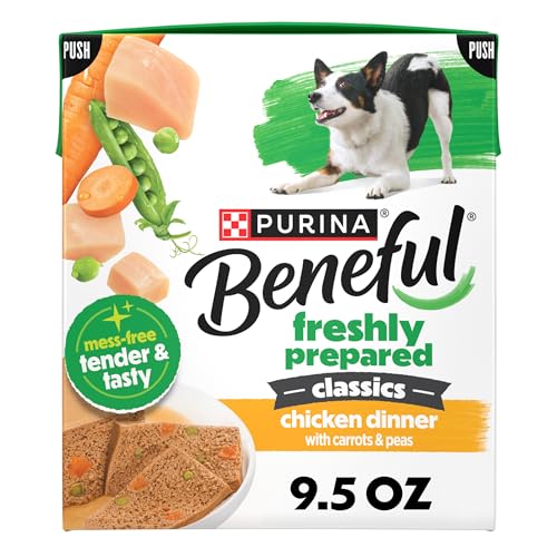 Purina Beneful Freshly Prepared Classics Chicken Dinner with Carrots and Peas Pate Dog Food - 9.5 oz Carton (Pack of 6)