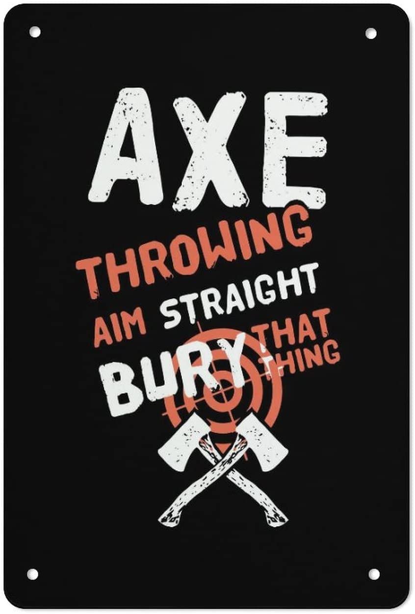 peiyeety Axe Throwing Vintage Metal Tin Signs Funny Man Cave Garage Pub Garden Bar Novelty Gift Wall Plaque Metal Tin Sign 8"x12"