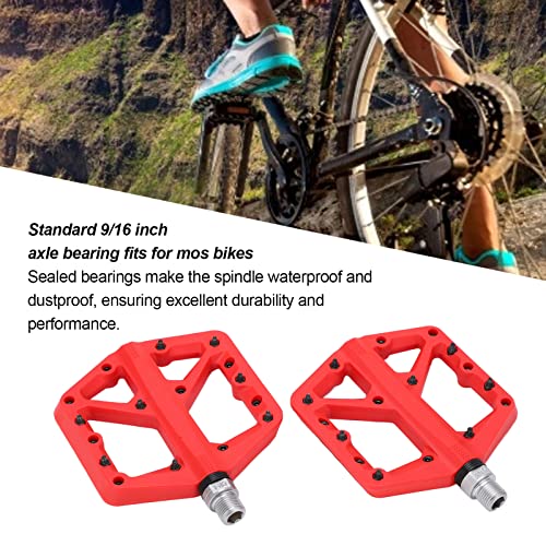 Bike Pedal Anti Slip Nylon Fiber Bicycle Platform Flat Pedals Durable Lightweight Non Skid for Mountain Road City Bikes Black Red 1 Pair4