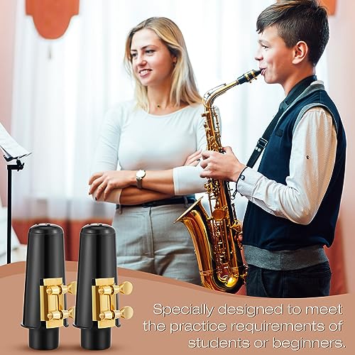 Image of 2 Sets Alto Saxophone Mouthpiece Kit, Gold E Flat Alto Sax Mouthpiece Replacement Sets with Ligatures Reeds and Plastic Caps, Sax Accessories for Beginner Students, School Band Practice