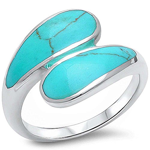 Oxford Diamond Co Green Turquoise Fashion .925 Sterling Silver Ring Size 5