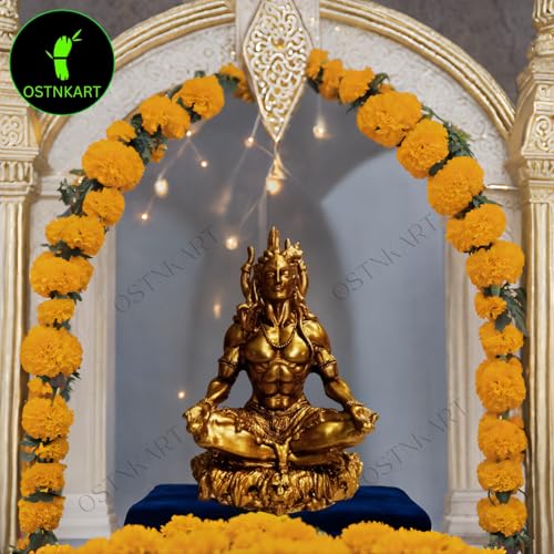 Image of Mahayogi Shiva Statue for Car Dashboard - 3.5 Inch Shiv Ji Idol | Golden Resin Showpiece for Home, Office, Pooja Room | Housewarming, Birthday