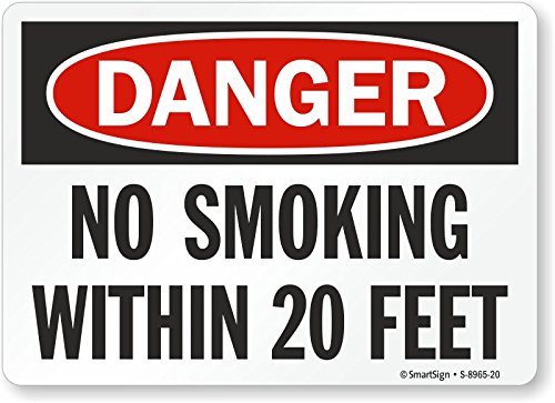 Panneau Danger No Smoking plastique 35,6 cm Smartsign S-8965-20-PL sécurité