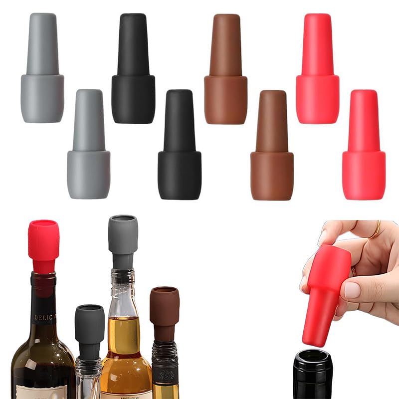 Tapón de botella de vino espumoso reutilizable mejorado 2024, tapones de vino para botellas de vino, tapones de silicona de doble sellado, tapas de tapa de botella de vino de corcho para cerveza