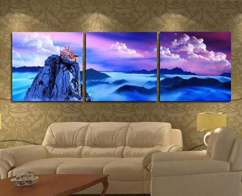Creativo Alpino Nuvole Paesaggio Trittico Wall Art Tela 3 Pezzi Moderna Appeso Pittura Arte Murale Caldo Fresco Home Decor Pittura A Olio-E1