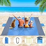 Dijia Beach Blanket Beach Mat - Sandproof Large 210 * 200 CM Waterproof Lightweight Outdoor Sports with 2 Extra Zipper Pockets for for Phone Camera, Holidays Camping Hiking Blanket