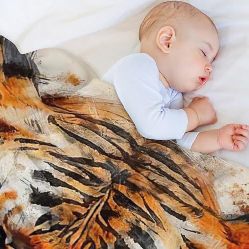 Couverture respirante pour lit et canapé plaid tigre 130x150cm flannel - 5