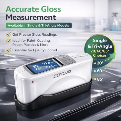 Image of GOYOJO Three Angles Gloss Meter 20º 60º 85º Precision Glossmeters with Calibration Board, for Measure Stone, Paint, Ink, Marble, Floors, USB Interface Storage High End QC Software 5000 Data 0-200Gu