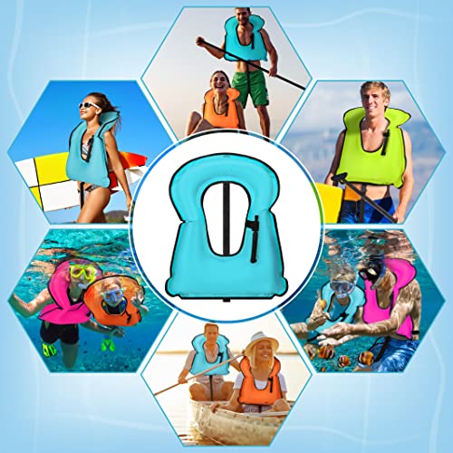 Wettarn 4 Pcs Snorkel Vest Adults Portable Inflatable Swim Vest Buoyancy Aid Swim Jackets With Portable Storage Bag For Adult Youth Kids Snorkeling Swimming Diving Safety, Green, Orange, Blue, Pink #TOP4