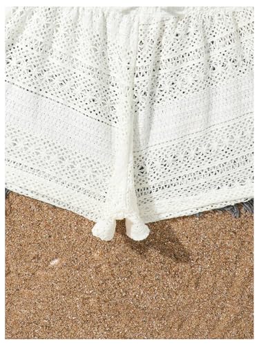 SOLY HUX Girl's Hollow Out Cover Up Shorts Tie Front Elastic Waist Crochet Sheer Beach Swimsuit4