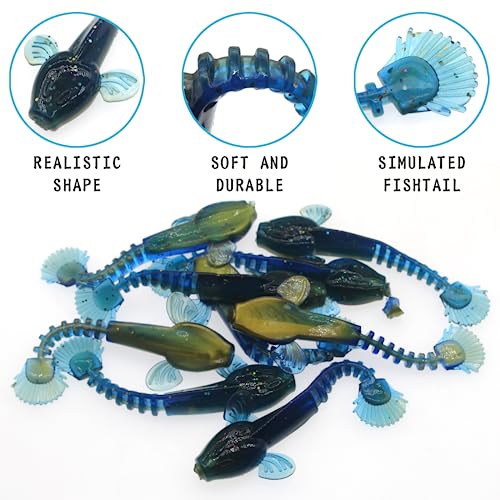 Gefischtter 50PCS Soft Fishing Lures Plastic Bait Worm Lure Paddle Tail Swimbaits for Bass Trout Saltwater Freshwater Fishing Kit (9cm/3.54in)
