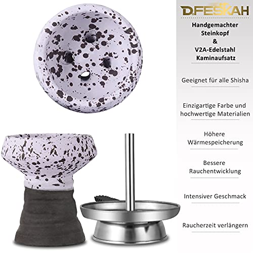 DFESKAH Shisha Kopf Set, Steinkopf mit Kaminaufsatz Sieb Kopfdichtung Mundstück, Universal Wasserpfeife Kopf Set für… – Bild 5