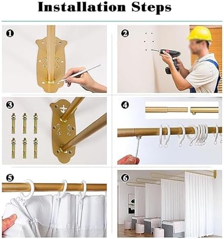 200cm High Beau Salon Partition, U-Shaped Long Support Bar for Hanging, Ideal for Fitting Rooms & Clinics (Rod-200cm) - Durable & Stylish Design