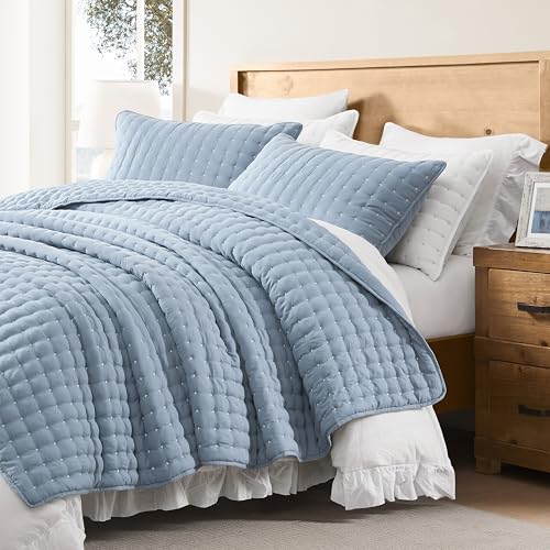 image for WDCOZY King Size Quilt Bedding Sets with 2 Pillow Shams, Lightweight S