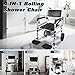 Rolling Shower Chair with Wheels & Toilet Seat – 352lbs Capacity, Safety Belt & Brakes – Foldable Height Adjustable Shower Wheelchair for Bathroom, Home, Hospital (2 Small+2 Big Wheels, U-Plate)
