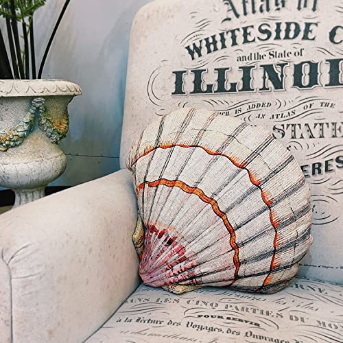 Flooreal Seashell Shape Decorative Cushion Throw Pillow 17.7" 3D Plush For Home Sofa Couch Bed Office Car Sea Ocean Conch 100% Polyester #TOP1