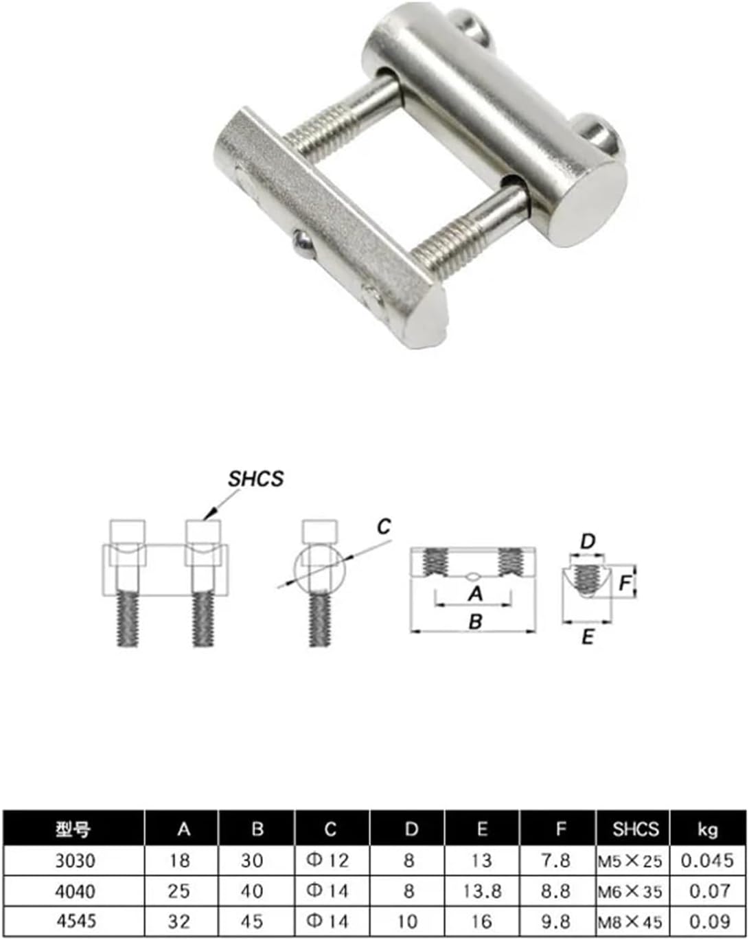 Aluminum Profile Hidden Whistle Connector Shaft Built-in Connector Metal Carbon Steel Whistle Docking Clamp 30 40 45(40series)