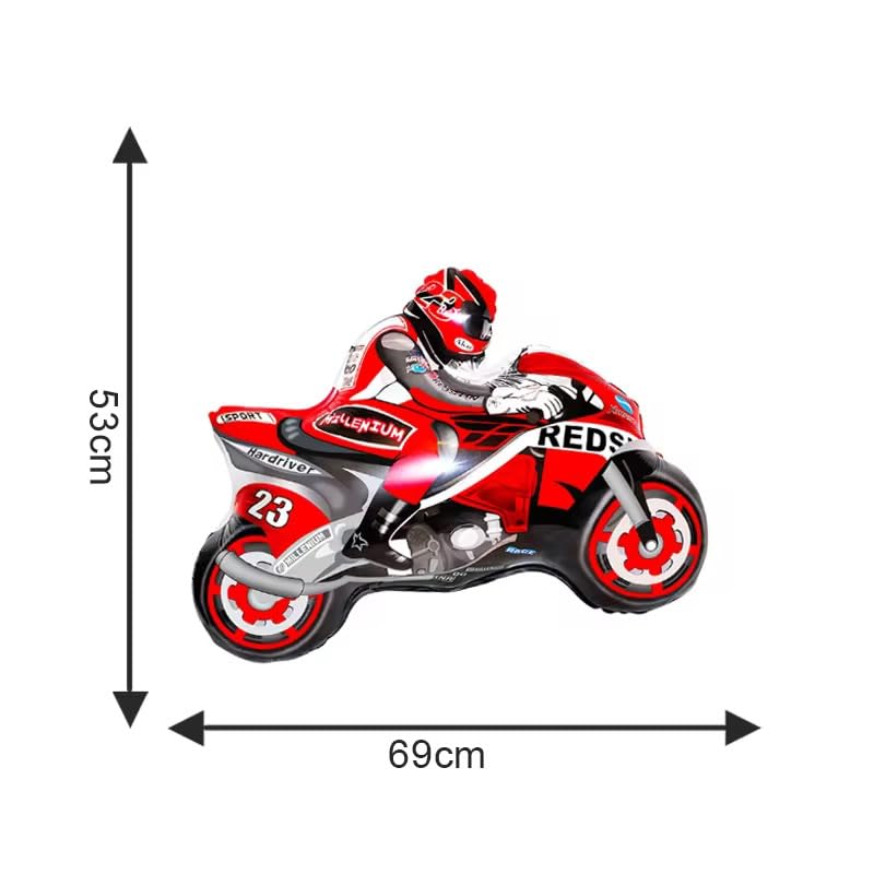 Image of Party Warehouse Racing Car Balloon Set for Birthday-5Pcs Race Theme Foil Balloons for Race Lovers|Tyre & Checkered Flag Balloons for Kids /Adults Party Decorations (Bike set)