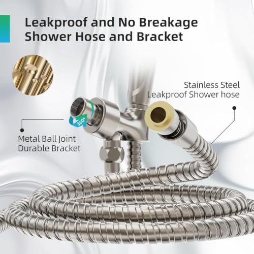 Image of BESAQUO 9 Settings High Pressure Handheld shower head with Power Wash | Pause Mode for Water Saving, Power Wash for Tub&Tile, Easy Clean Nozzles, 6ft Hose,Bracket / Satin Nickel