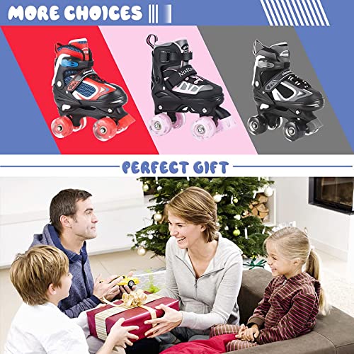 Image of Kids Roller Skates for Girls and Boys, 4 Sizes Adjustable Roller Skates with Light up Wheels, Outdoor & Indoor Roller Skates for Kids Children Beginners,Patines para Ninas Ninos