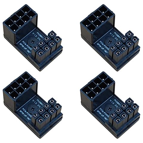 COMeap （4-Pack） 8 Pin 180 Degree Adapter, Standard Type GPU VGA PCIe 8 Pin U Turn 180 Degree Angle Connector Power Adapter Board for Desktop Graphics Card Cover