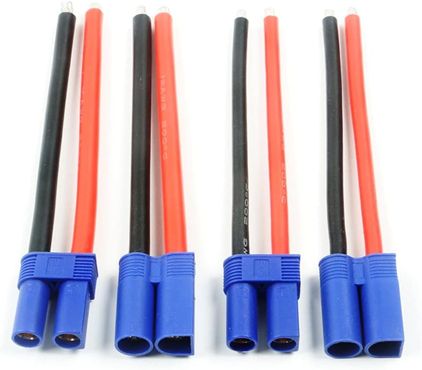 2 Pairs EC5 Connectors Male & Female 5.0mm Banana Connector Plug 10cm 12 AWG Soft Silicone Wire Cable for RC Airplane Quadcopter FPV Drone Lipo Battery ESC DIY, Blue