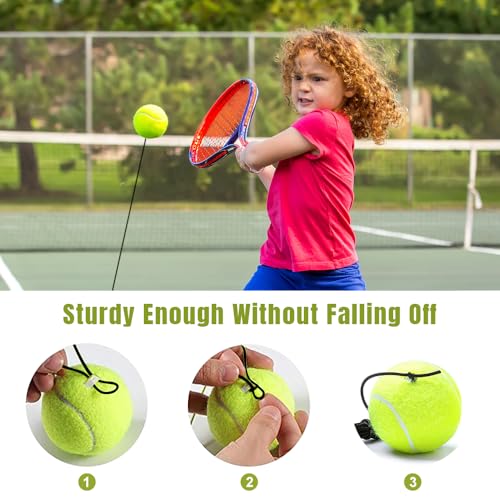 yotutun Tennisball mit Schnur, 4 Stück Tennistrainer Gummiband Tennistraining Elastisch Tennis Trainingsball Rebound Ball für Kinder Erwachsene Anfänger Solotraining