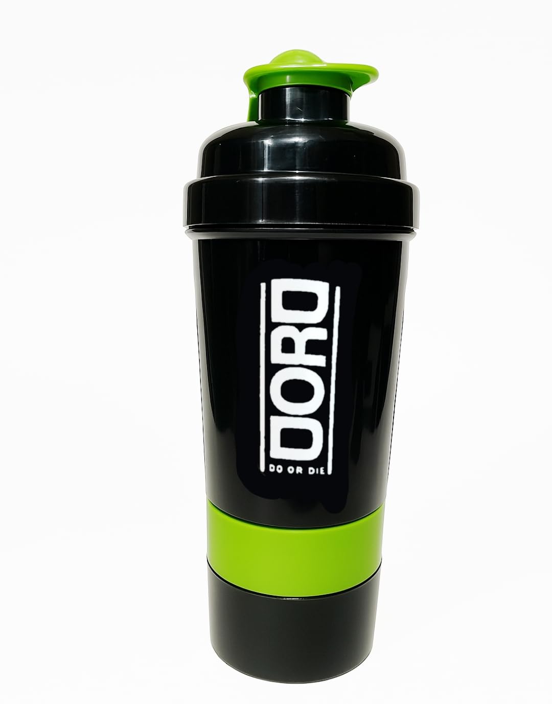 dord 600ML Protein Shaker Bottle with 2 Storage Compartments | Leak Proof Gym Shaker with Mixing Coil | BPA Free Workout Bottle for Men & Women(Green & Black)-image-36