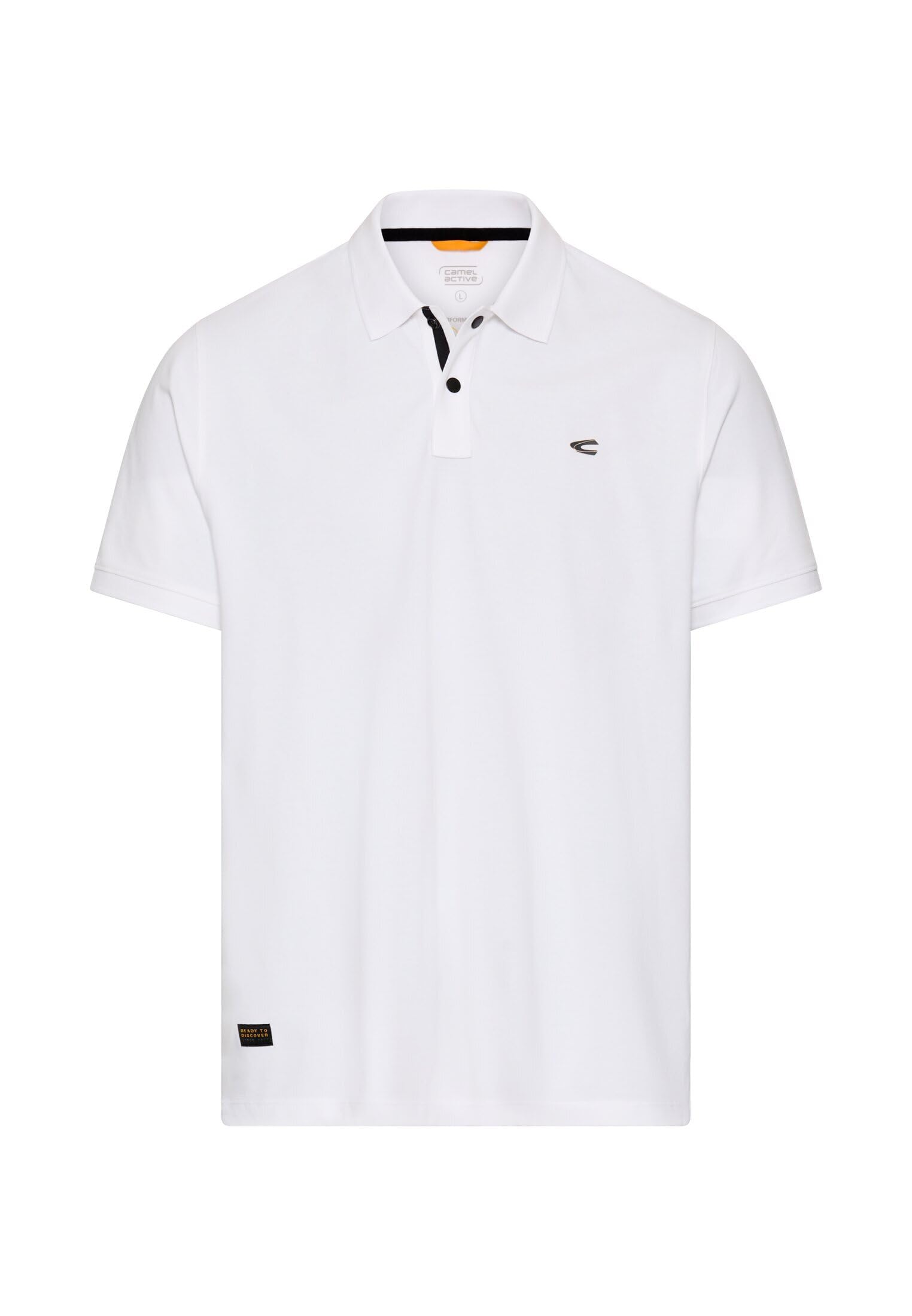 camel active Herren Poloshirt mit Druckknöpfen Weiß, menswear-3XL