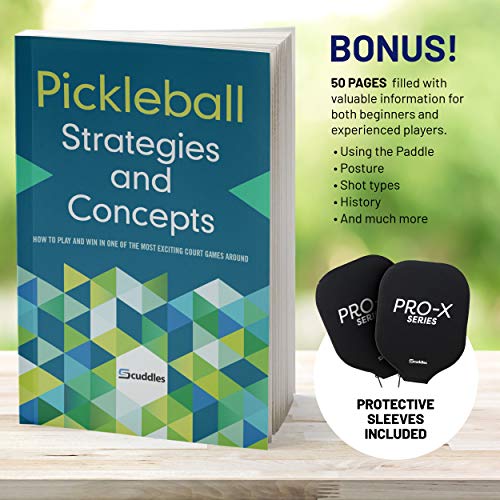 Scuddles Pickleball Paddle Set of 2 Honeycomb Composite Core-Ultra Cushion Grip-Portable Cover Case-Carbon Fiber Surface-Lightweight Racket-Graphite Face-Paddles USAPA Approved Paddle and Ball