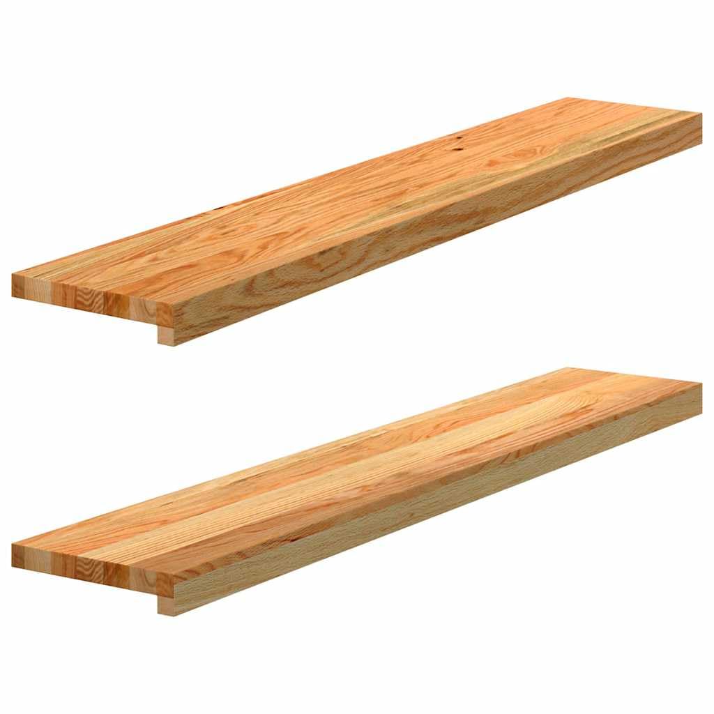 vidaXL Window Sills 2 pcs Light Brown 110x20x2 cm Solid Wood Oak, Window Ledge, Oak Window sill, Wooden Window sill, Window Board, Wooden Stair Tread — image 1