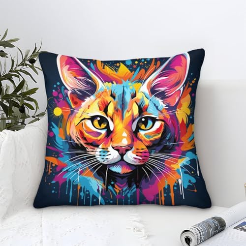 Fundas de cojín de impresión digital Savannah Cat Lin resistente al agua Funda de cojín para sofá 。Tamaño: 50 x 50 cm (20 x 20 Pulgadas)