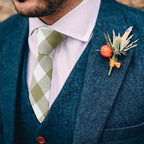 Image of Mantieqingway Mens Skinny Ties,2.56 inch Cotton Neckties Striped Plaid Ties for Groom Groomsmen Wedding Party Christmas