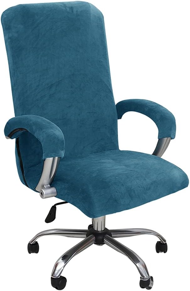 ITFRO 3 Piece Office Chair Cover with Armrest Covers Velvet Computer Desk Chair Cover with Zipper Universal Rotating Gaming Chair Slipcover High Back Chair Seat Protector (Black)