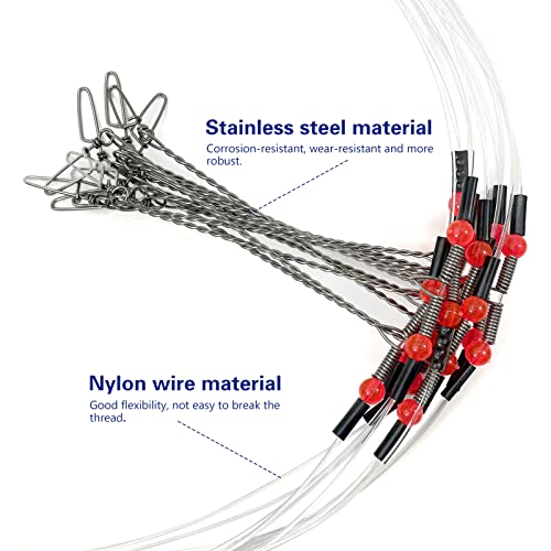 Yoto 24Pcs Fishing Tackle Leaders,Hi-Low Rig,Double Arms Saltwater Stainless Steel Leader With Swivels,High-Strength Fish Wire Gear Equipment, Fishing Gift #TOP3