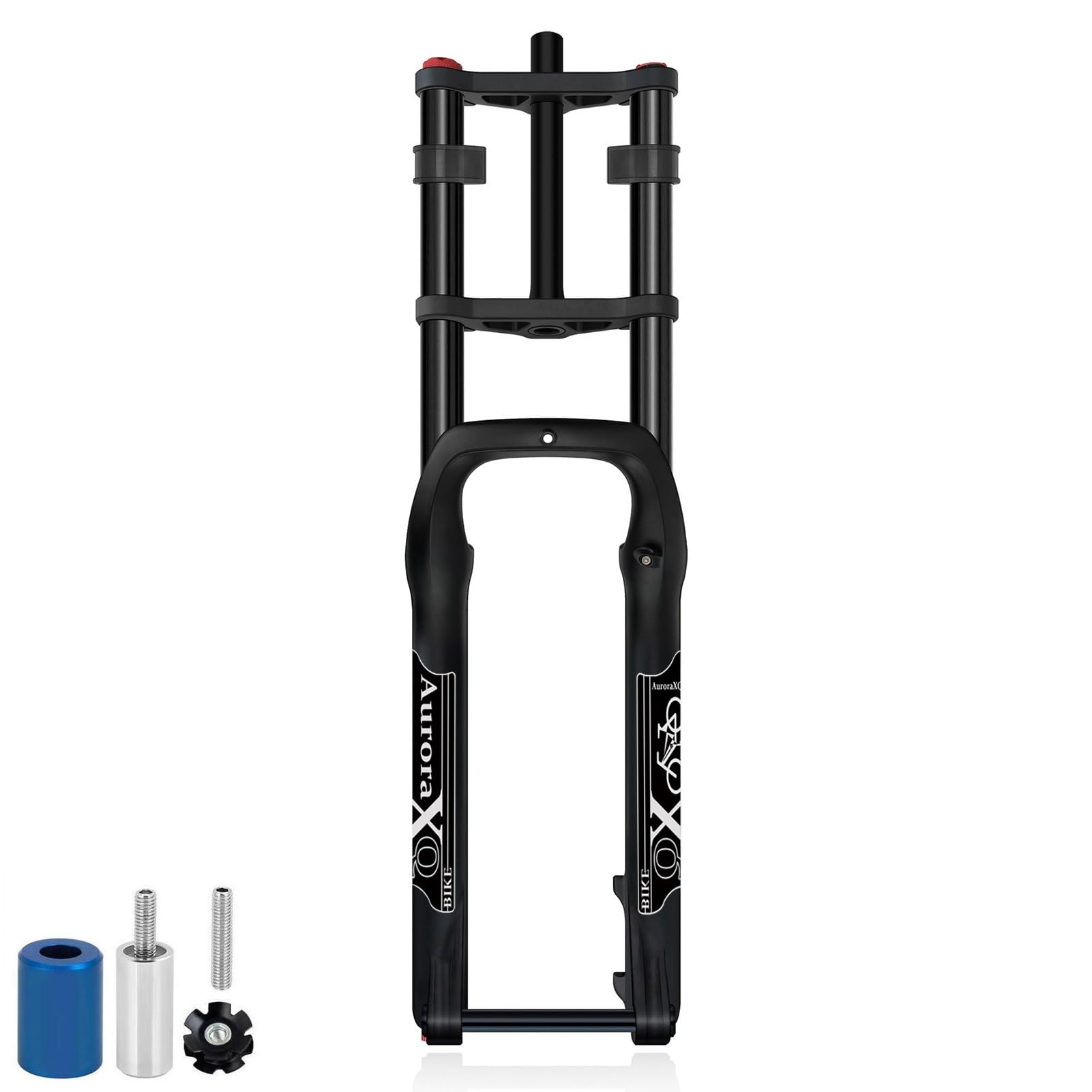 WIQUYBML AuroraXQ 26 Inch 4.0 Fat Tire E-Bike Air Suspension Fork 190mm Travel, 15x135mm Thru Axle Mountain Bike Double Shoulder Front Forks for Snow Beach Electric Bicycle(Black)