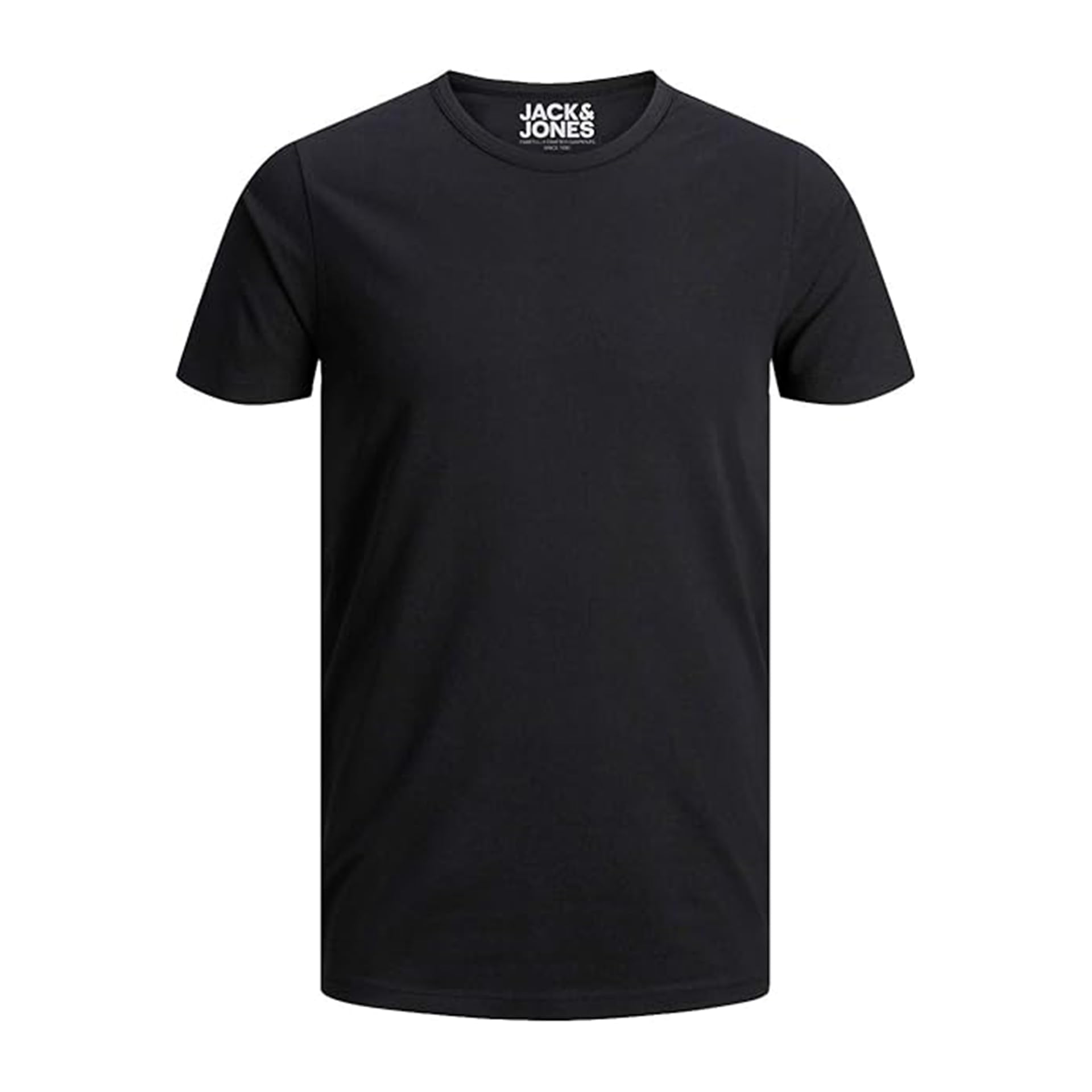 JACK & JONES Confezione da 3 magliette da uomo Basic con scollo rotondo, tinta unita, slim fit, in bianco, nero, blu, grigio, 12167630