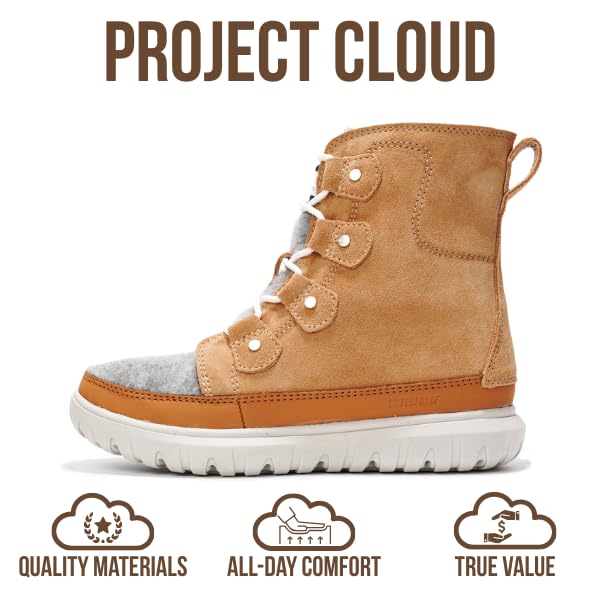Image of Project Cloud 100% Genuine Leather Womens Snow Boots- Genuine Leather Waterproof Memory Foam Insole and Non-Slip Winter Snow Boots For Women Footwear - Outdoor Shoes (Leonora)