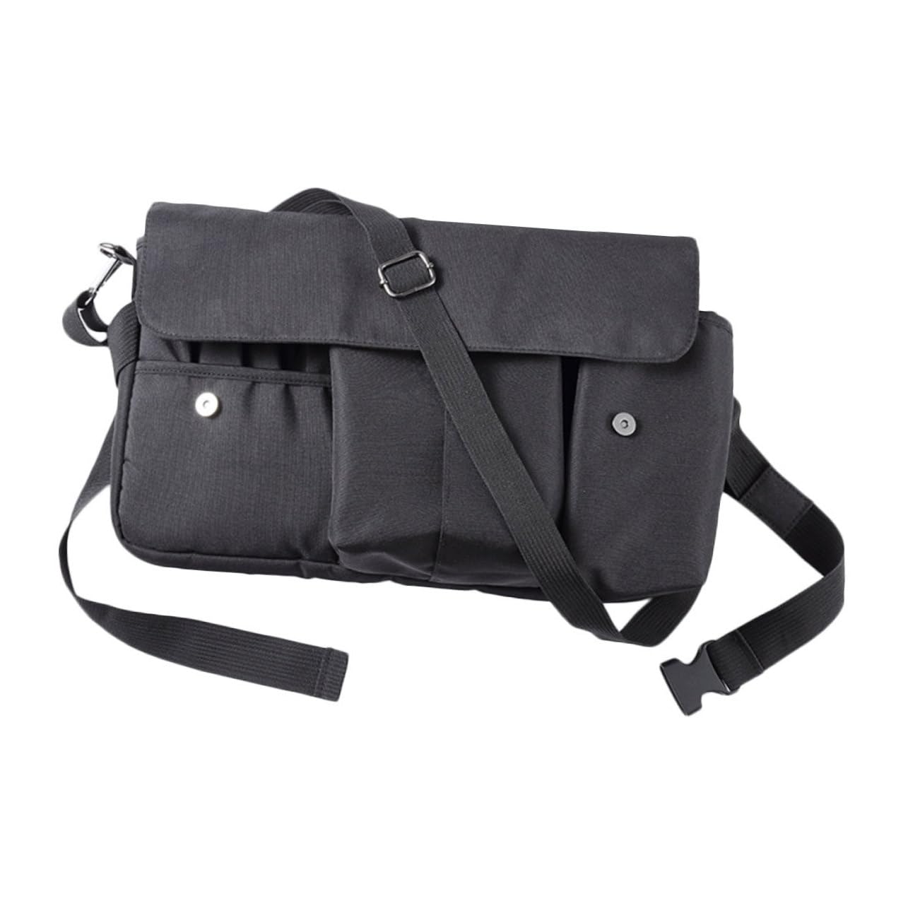 Borsa Porta Trucchi da Viaggio in Tela Nera, Custodia per Pennelli Make Up Portatile Cinturino, Facile da Aprire e Chiudere